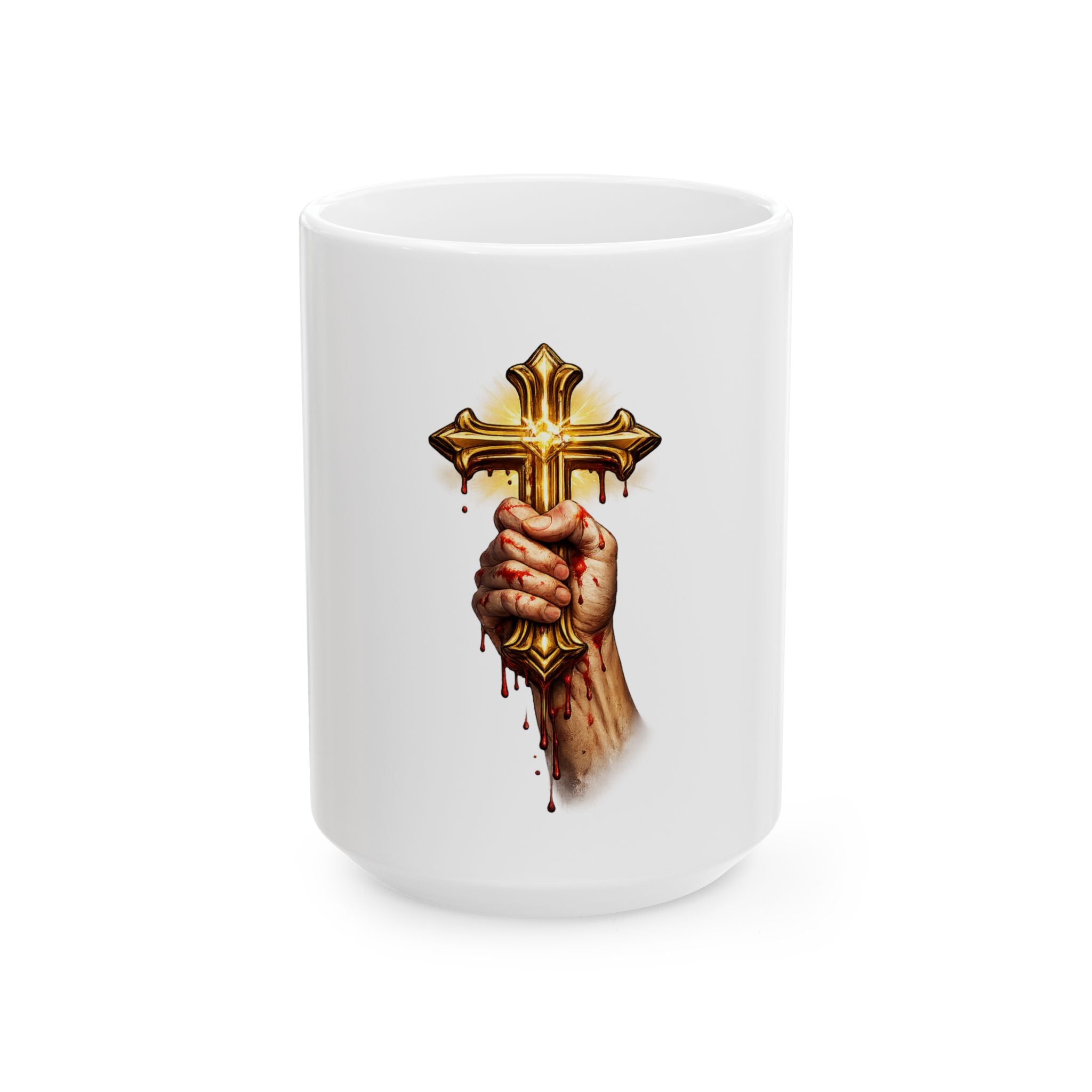 Cross Daily Ceramic Mug — "Pick Up Your Cross" Christian Reminder (11oz, 15oz)