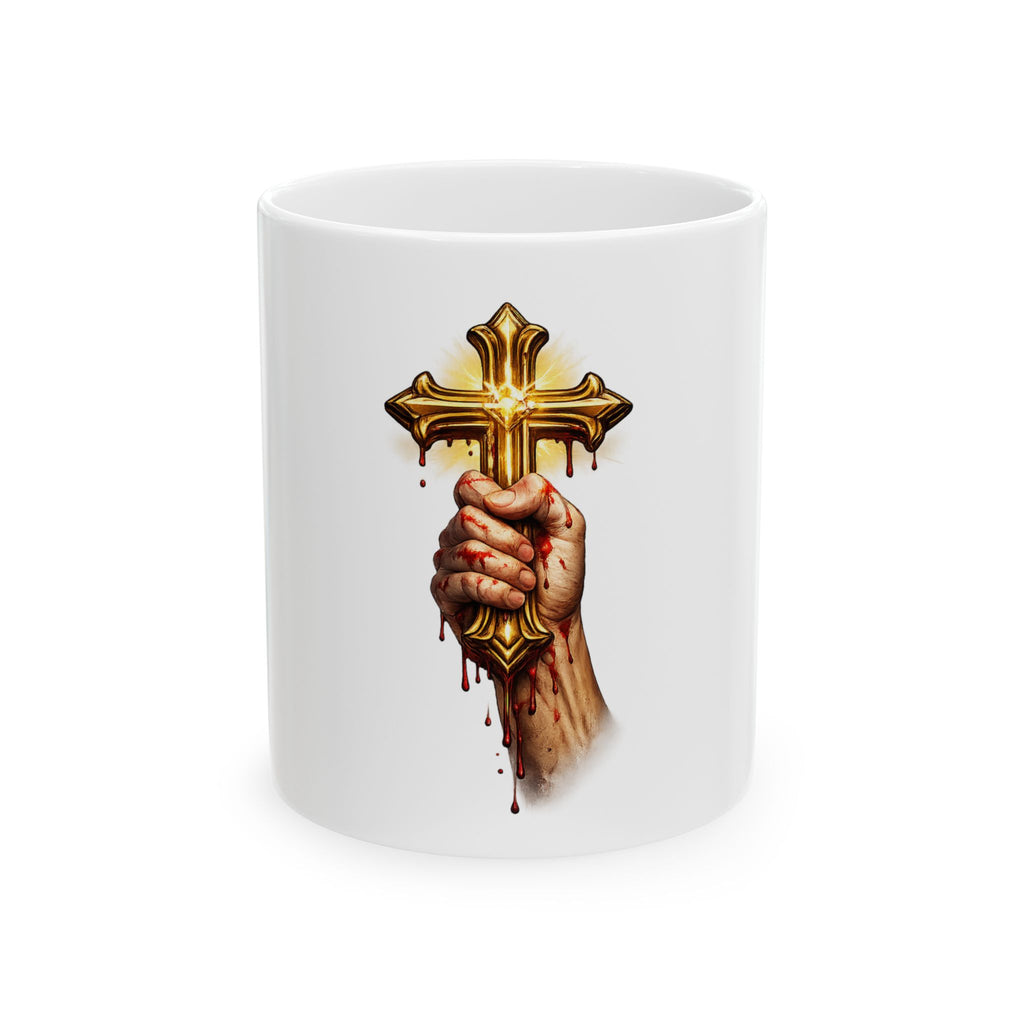 Cross Daily Ceramic Mug — "Pick Up Your Cross" Christian Reminder (11oz, 15oz)