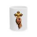 Cross Daily Ceramic Mug — "Pick Up Your Cross" Christian Reminder (11oz, 15oz)